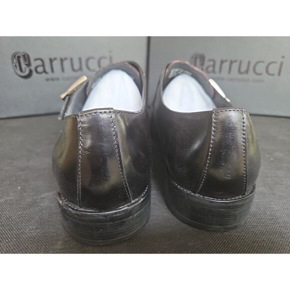 GARRUCCI Black / Burgundy Leather Crocodile Embossed Single Monk Dress Shoes 13D